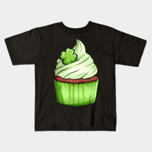 Muffin With Green Topping And Shamrock For St. Patricks Day Kids T-Shirt